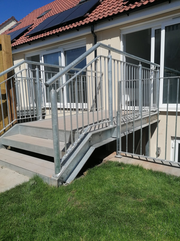 Metal walkway to access these new build properties just outside of Bristol