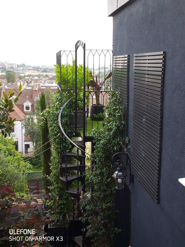 External reclaimed steel spiral staircase fitted in Clifton, Bristol
