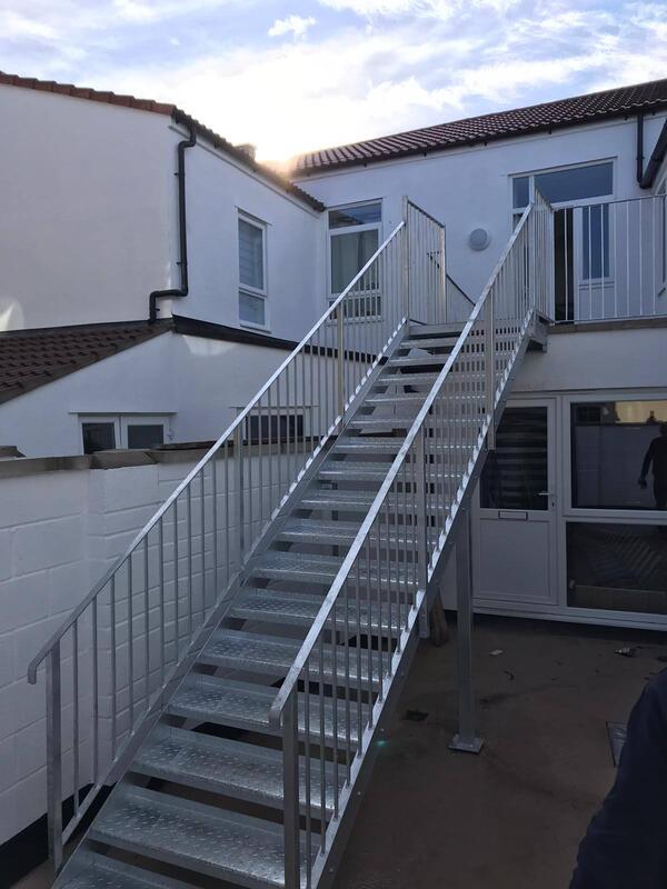 Galvanized steel fire escape stairs in Bristol for rear access