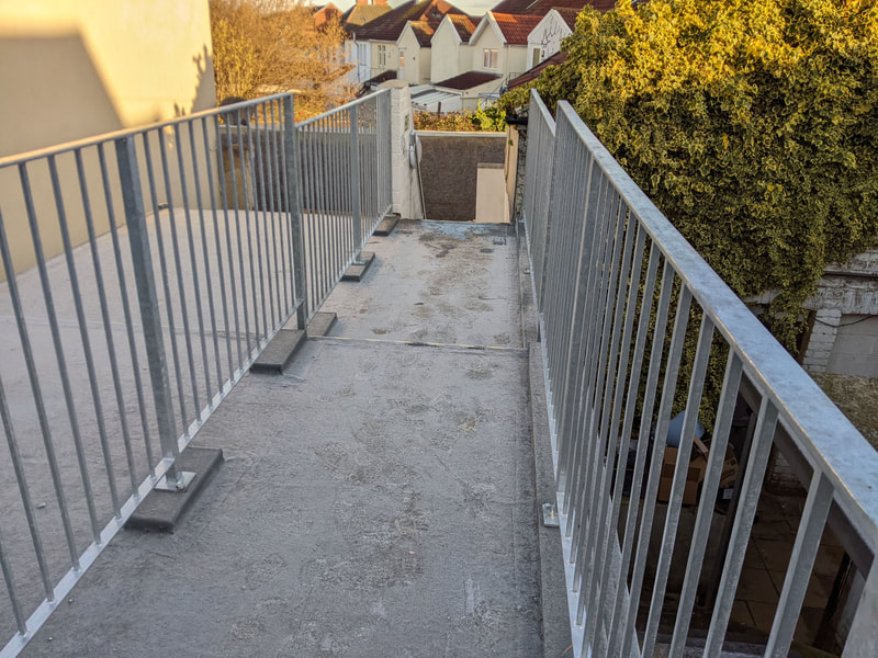 Steel railing to form part of rear access for a commercial conversion in Bristol