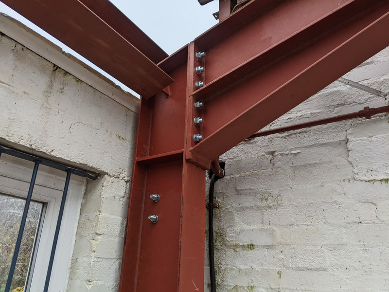 Structural steelwork connection for this steel building in Bristol